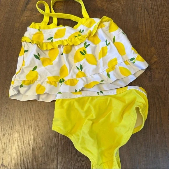 Koala Kids Yellow & White Baby Girl Lemon Tankini Swimsuit 6-9 Months - Picture 6 of 6